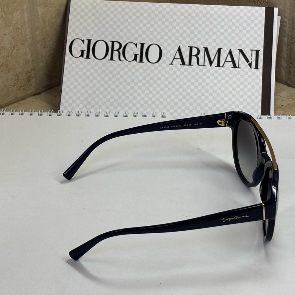 New Giorgio Armani 8086 5543/8G Double Bar Dark Blue Sunglasses. Unisex - Picture 6 of 15